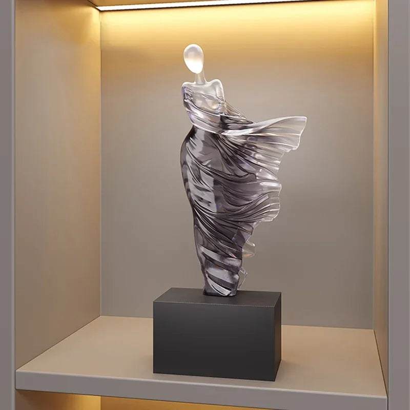 Abstract Flow Sculpture in Silver Resin